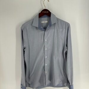 Saba Textured Barrel Cuff Classic‎ Western Button-Up Shirt Light Blue Size Large